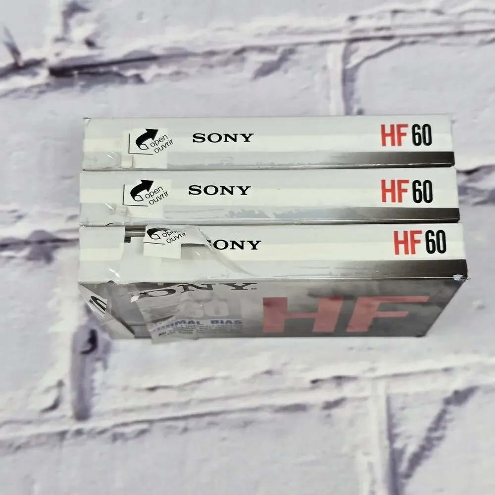 Lot Of 3 Sony HF Type I Normal Bias Blank Cassette Tapes 60 min - NEW